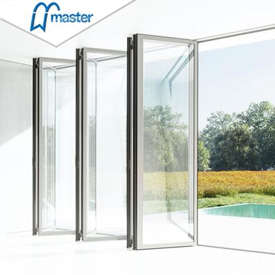 China 5 Years Warranty Direct Selling Black Exterior Windproof Patio Aluminum Frame Folding Glass Bifold Door With Best Value for sale