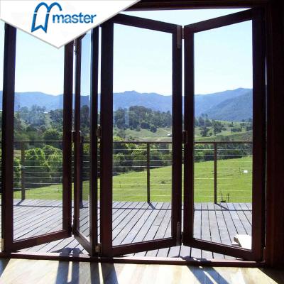 China High Quality Cheap Movable Glass Folding Door Bi Door Automatic System Price Windproof Glass Folding Door With Exterior Black Folding for sale