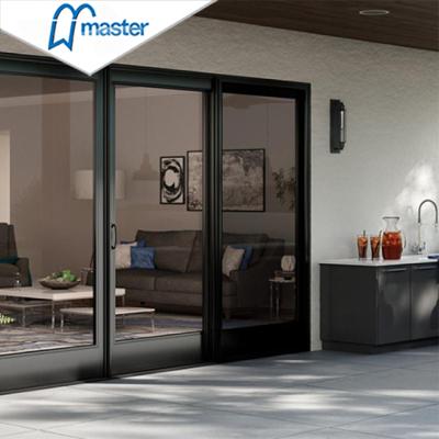 China Outdoor patio 3 door factory wholesale glass patio windproof 4 panel aluminum glass sliding door for sale