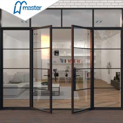 China Factory Direct Sale High Quality Aluminum Exterior Double Glazed Glass Door Swing Entrance Curtain French Door for sale