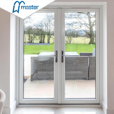 China Modern Design French Glass Doors Exterior Aluminum Glass Swing High Quality Windproof Double Patio Doors for sale