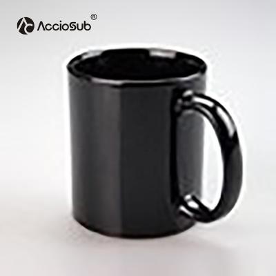 China Viable AccioSub RTS Amazon Success 11oz Empty Color Changing Black Mugs Coffee Sublimation Ceramic Coated Mug for sale