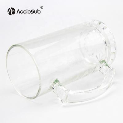 China None AccioSub RTS Best Selling 16oz Drinking Clear Beer Mug Coating Sublimation Beer Mug Clear Cheap Transparent Glass for sale