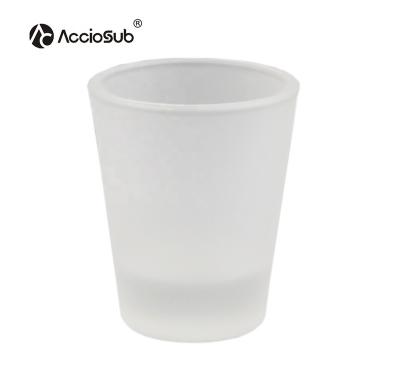 China AccioSub RTS Hot Sale 1.5oz DIY Shot Glasses Whiskey Mug Frosted Glass Custom Wine Masks Frosted Shot Glass Sublimation for sale