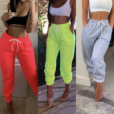 China 2021 Women's Sexy High Waisted Women's Clothing Fashionable QUICK DRY Solid Color Drawstring Joggers Loungewear Trial Panties for sale