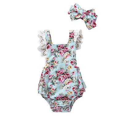 China New Arrivals Cozy Cozy Wholesale Girls Breathble Floral Print Babies Onesie Onesie Rompers for sale