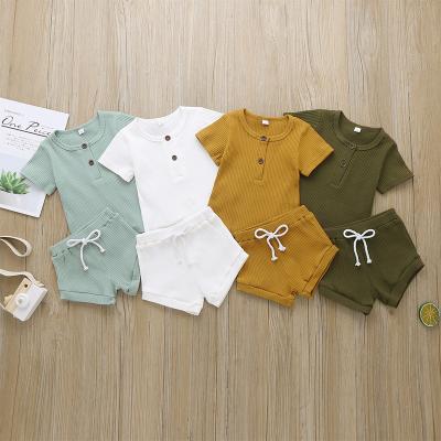 China Fashion\Comfortable\Durable Kids Clothes Fashion\Comfortable Children\Goods Clothes Kids Loungewear Girls Little Girl Boutique Clothing Ribbed Shorts Set for sale