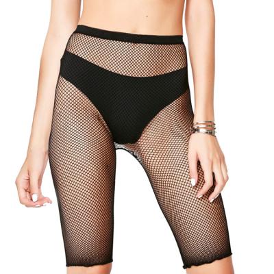 China Fashion Breathable Wholesale Women Sexy Fishnet Shorts Crochet Cover Mesh Biker Shorts for sale