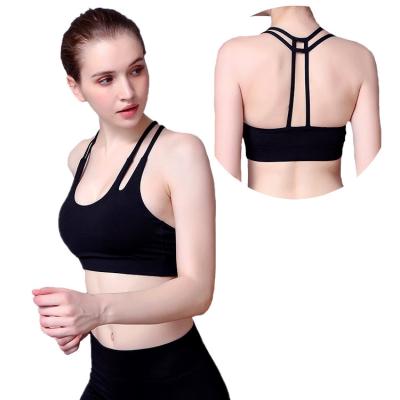 China Hot Sale Women Breathable Sports Bra Cross Back Moisture Wicking Breathable Fitted Sports Bra With Removable Cups for sale