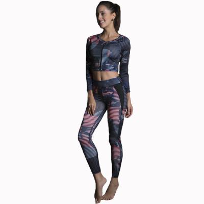 China High Quality Breathable 3pcs Yoga Set Women Gym Workout Clothes Sports Bra+Long Sleeve Fitness Crop Top+Leggings Sports Suits for sale