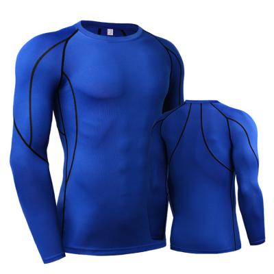 China Men's Breathable Base Layer Compression Shirt Solid Color Long Sleeve Gym Sport Quick-dry Breathable Stretch T-Shirts for sale