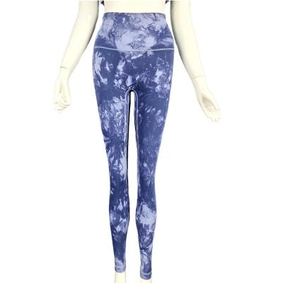 China Hot Sale Breathable Women Tie Dye Yoga Leggings High Waist Seamless Butt Lifting Workout Tie Dye Soft Leggings Set for sale