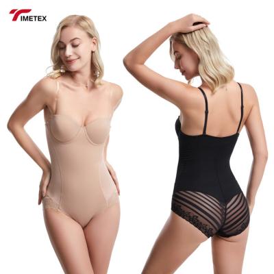 China Wholesale Antibacterial Sexy Slim Breathable Thong Backless Jumpsuit Lace Seamless Body Shaper With Lift Up Bra For Women for sale