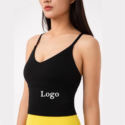 China Beautiful back stretch fitness sports bra 2021 new small sling yoga vest drop bare sexy four way water for sale