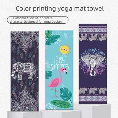 China QUICK DRY Absorbent Beach Towel Sports Microfiber Double Sided Velor Printed Non-slip Type Yoga Blanket Yoga Mat Towels for sale