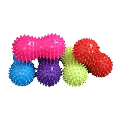 China 130g 15*7cm PVC Massage Ball Peanut Hedgehog Ball Fascial Tape Ball Durable High Quality Colorful Eco-friendly Spike Ball Factory for sale