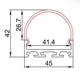 China AL4542 LED aluminum extrusion profiles Aluminum led profiles PC cover for led strip light, led channel, for sale