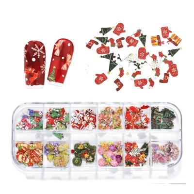 China Christmas Color Flower Butterfly Halloween Nail Jewelry 12 Grid Box Special Nail Art Decoration Nail Art Decorations 2021 Wood Pulp Sheet for sale