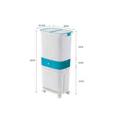 China Sustainable Plastic Wet And Dry Sorting Bins With LIDS Household Matching Bins With Double Pulley for sale