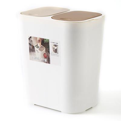 China Sustainable Use 15l Double Use Bin Baler Indoor Plastic Waste Bin With Inner Garbage Bin for sale