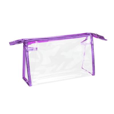 China Custom Reusable Logo PVC Portable Waterproof Clear Cosmetic Bags Low MOQ Travel Transparent PVC Toiletry Cosmetic Bags for sale