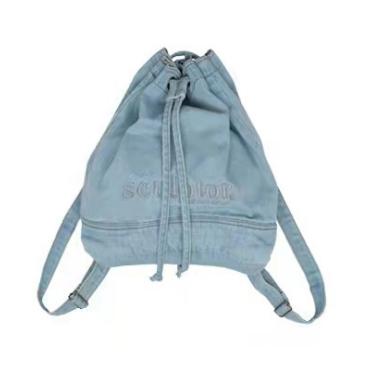 China PORTABLE Canvas Bag Backpack Fashion Adjustable Shoulder Strap Washed Denim Material Bag for sale