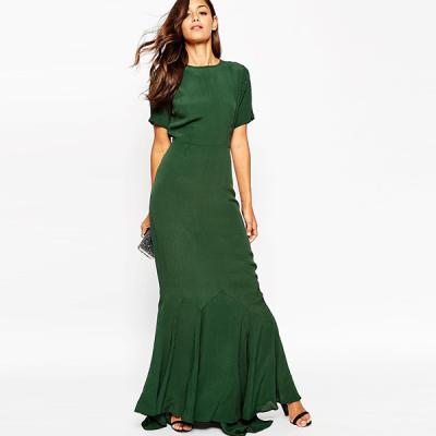 China Cheap Wholesale Woman Dry Cleaning Dress Green Chiffon Long Maxi for sale