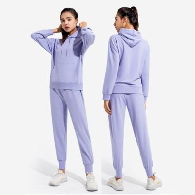 China Breathable custom logo training wear hoodies sets women cotton 2 pieces set jogger sweat suits sweatsuit lady tracksuit with hood for women for sale