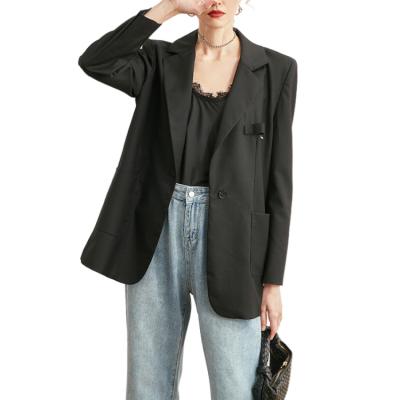 China Custom Made Fashion Casual Elegant Ladies Anti-wrinkle 2022 mujer fall suit black loose blazer jackets for women for sale