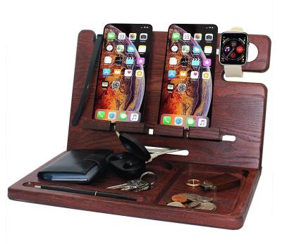 China Store Hot Sale Phone Dock Key Holder Wallet Watch Stand Wooden Organizer for sale