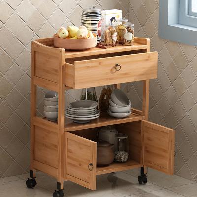 China Home appliance low moq buffet food cart wood shelf, solid wood buffet island cart for sale