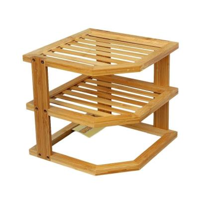 China 3 Tier Sustainable Bamboo Sideboard Organizer, Corner Shelf Dish Rack Organizer, Kitchen Sink Organizer for sale