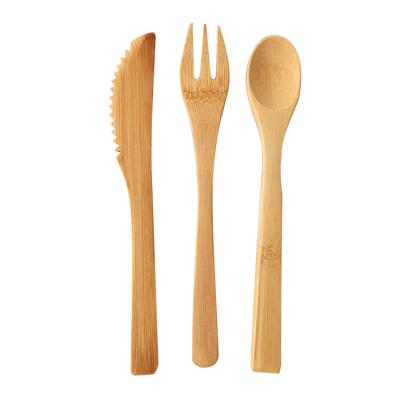 China Disposable Bamboo Flatware, Natural Bamboo Knife Fork Spoon Knife Compostable Disposable Eco-Friendly Cutlery Set for sale