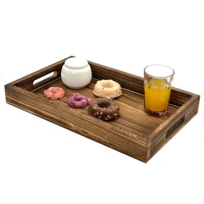 China Vintage Luxury Solid Wood Breakfast Tray, Restaurant Hotel Wooden Dinner Tray, Wooden Serving Tray for sale