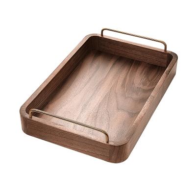 China Eco - Friendly Customized Size Black Walnut Tray With Stand , Natural Wood Serving Tray for sale