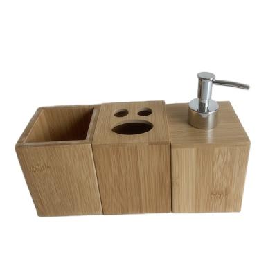 China Sustainable Wholesale Eco - Friendly Bamboo 4 Pieces Bamboo Bathroom Accessory for sale