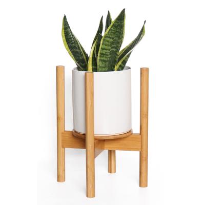 China Modern Indoor Outdoor 100% Organic Bamboo Flower Pot Plant Stand for sale