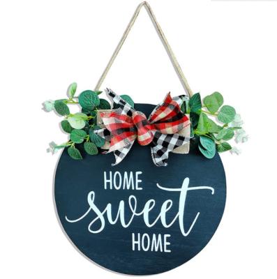 China Custom Europe Round MDF Welcome Sign Main Entrance Plaque Plaque Board Hanging Decorations For Home for sale