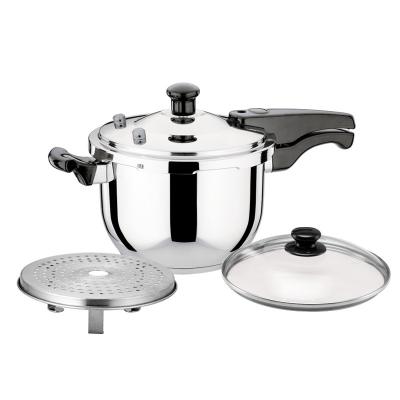 China YT Sustainable Stainless Steel Pressure Cooker Set Industrial Pressure Cooker 20CM-28CM With Glass Lid Steamer for sale