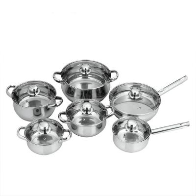 China Viable High Quality Chuba 304/201 Stainless Steel 12 Piece Cookware Set Including Milk Pot, Soup Pot and Frying Pan for sale