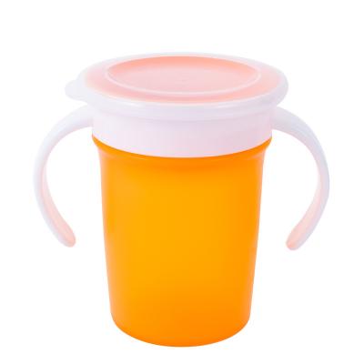 China BPA Free Kids Learn To Drink Cup 360 Degree Silicone Leakproof And Clog Proof Sip Water Cup With Handle for sale