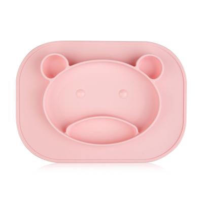 China Morden Baby Silicone Dish Cartoon Bear Design BPA Free Luxury Silicone Baby Suction Dish Eco-friendly for sale