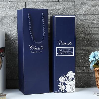 China Recyclable Wholesale Luxury Custom Gold Printing Kraft Paper Wine Bottle Bag For Gift Packaging for sale