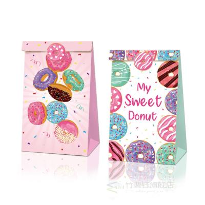 China Recyclable Donut Dessert Party Birthday Candy Bag Gift Cake Baking Greaseproof Kraft Paper Bag for sale