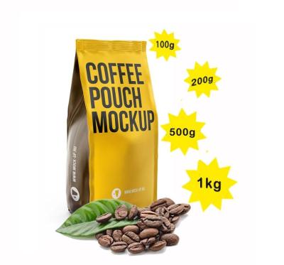 China Custom Printed Stand Up Coffee Pouch Square Flat Bottom Moisture Proof Bag With Valve for sale