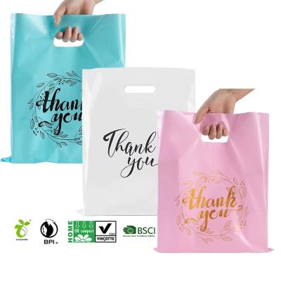 China Wholesale Luxury Plastic Die Cut Reusable Handle Moisture Proof Shopping Bags With Logos For Small Business Gift Plastic Retail Bags for sale