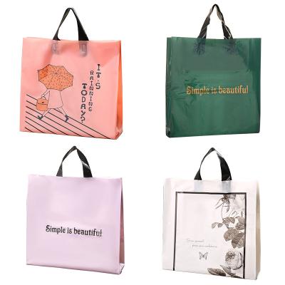 China Wholesale Custom Moisture Proof Printed Plastic Soft Loop Handle Shopping Bags With Logo With Handle For Goods, Small Business, Gifts for sale