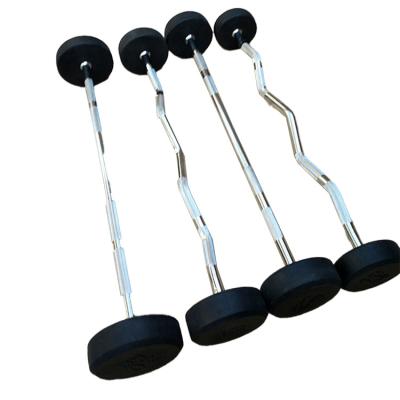 China Best Durable Professional Solid Design Weightlifting Standard Fixed Rubber Barbell for sale