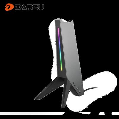 China Headband Dareu EQ206 Headset Stand Hanger RGB Gaming Headset Earphone Stand Headphone Hanger with USB Extension Ports and AUX Port. for sale