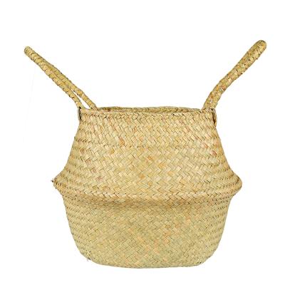 China Collapsible Different Size Flower Plant Pot Woven Vegetable Plankton Belly Basket Planter for sale